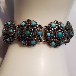 VINTAGE STERLING SILVER & PERSIAN TURQUOISE BRACELET